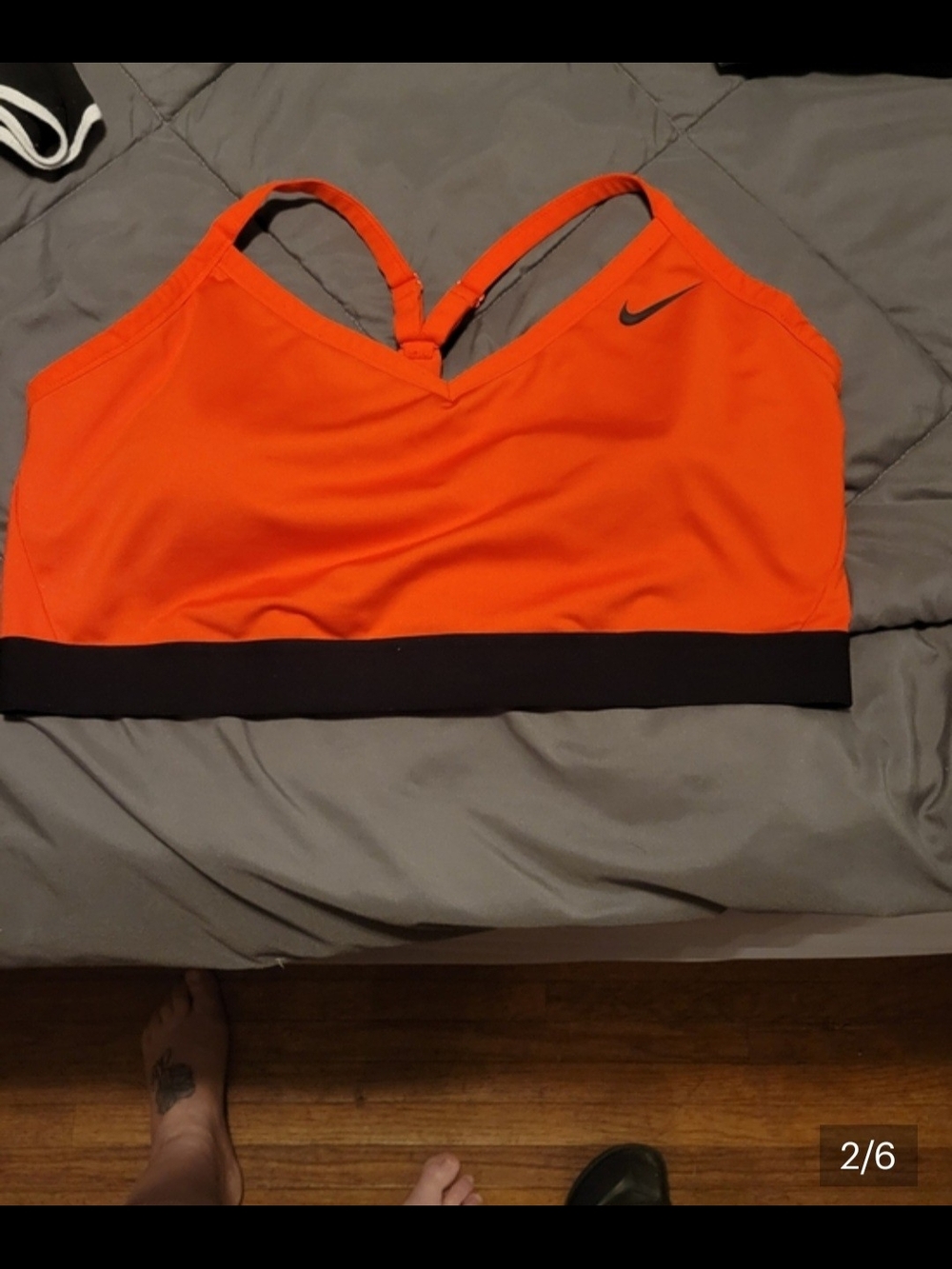 Nike Vibrant Orange Racerback Sports Bra with Black Band - Picture 2 of 4